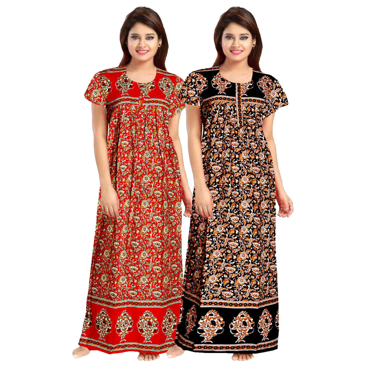 Trendy Fab Women's Cotton Nighty for Women, Soft and Comfortable Nightwear (Brown - XL)